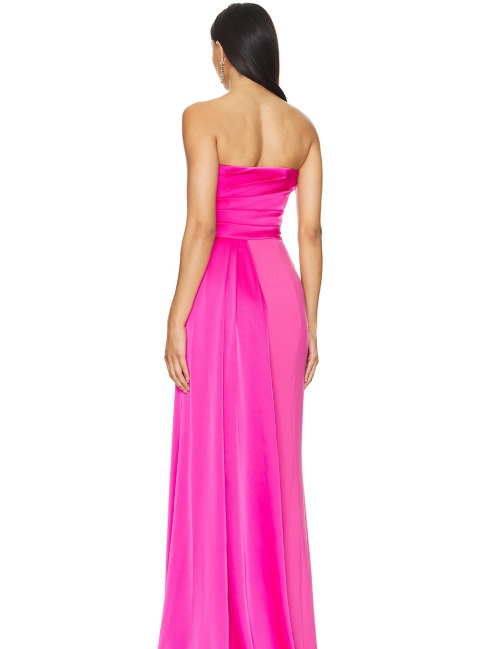 NBD Strapless Hot Pink Satin-Bodice Maxi Dress - Picture 2 of 5